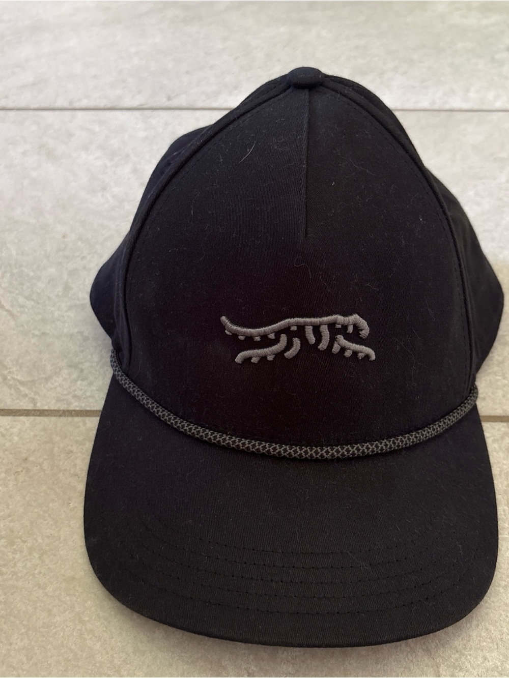 Black Men's Rope-Trim Baseball Cap